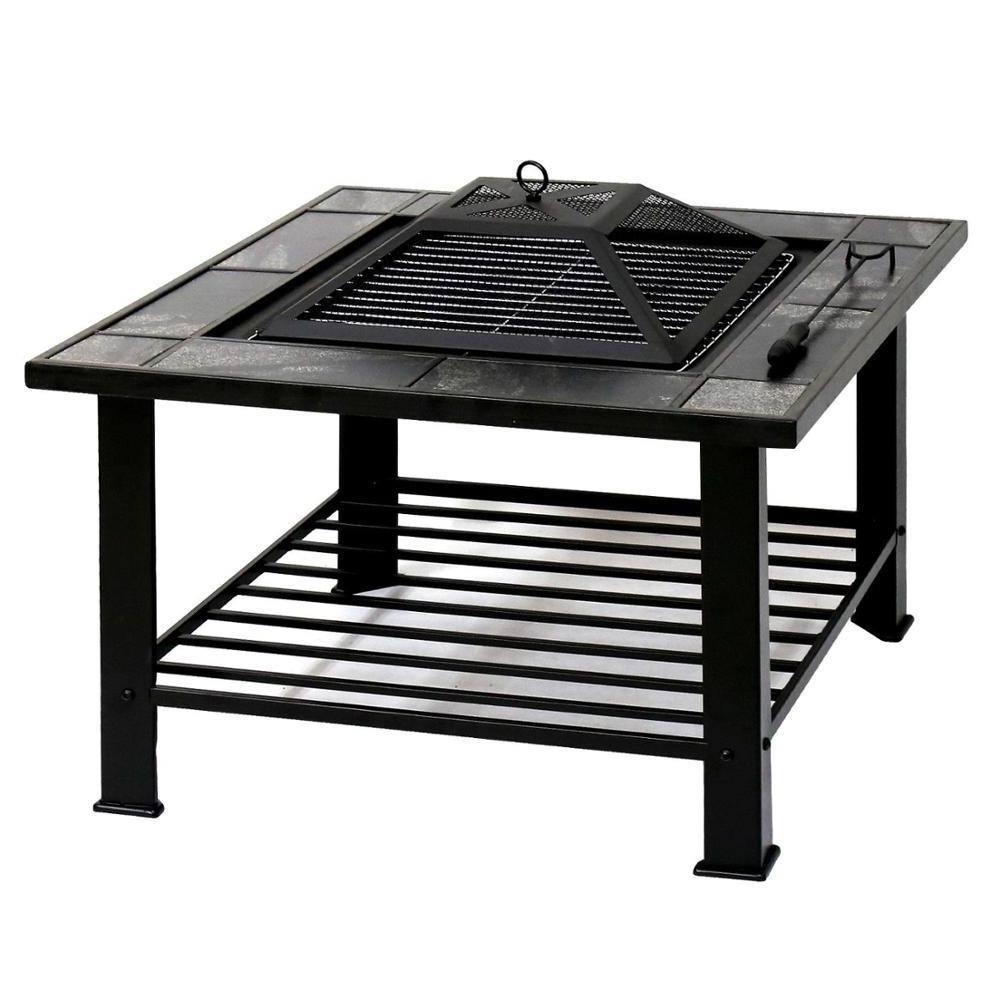 Outdoor garden fire pit BBQ Grill Brazier square stove patio heater fire pit