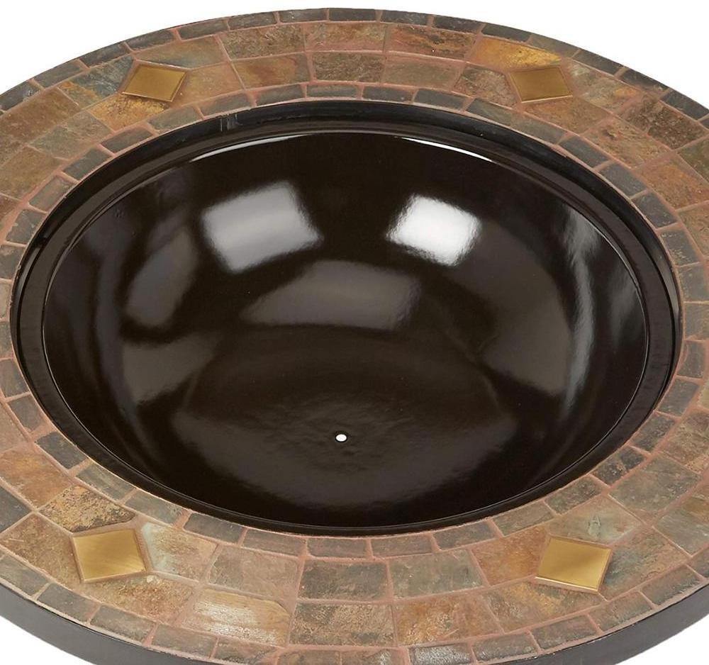 34-inch Natural Stone Fire Pit with Copper Accents