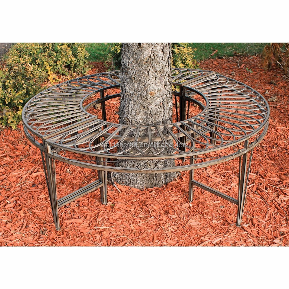 Garden patio bench seat around tree