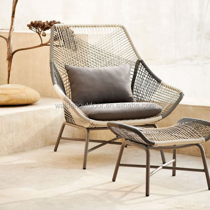 Walden patio rope woven chaise lounger chairs/ Wicker relining chair/ Rattan garden outdoor chair