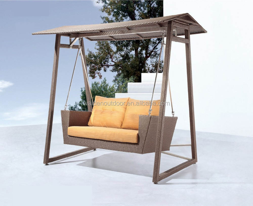 Patio Furniture Double 2 Seat Outdoor Indoor Rattan Swing Chair (DH-9743)