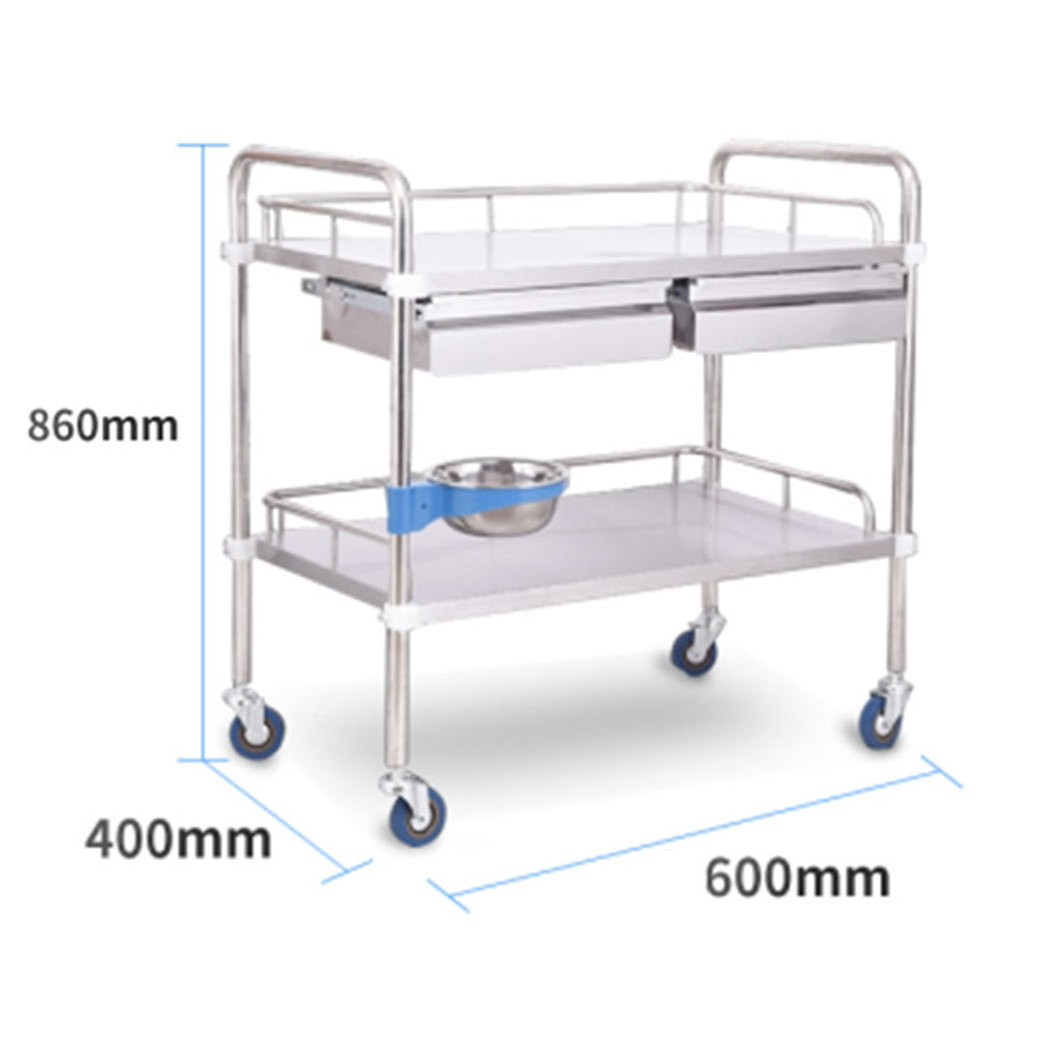 High Quality Medical Crash Cart Nursing 3 Layer Hospital Surgical Drug Clinic Stainless Steel Hospital Trolley