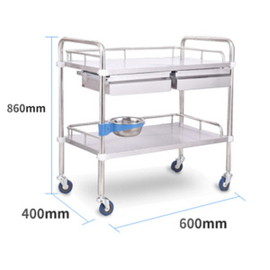 High Quality Medical Crash Cart Nursing 3 Layer Hospital Surgical Drug Clinic Stainless Steel Hospital Trolley