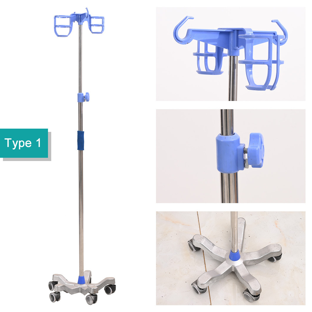 HIS Hospital furniture quality stainless steel portable Iv pole infusion stand For Clinic