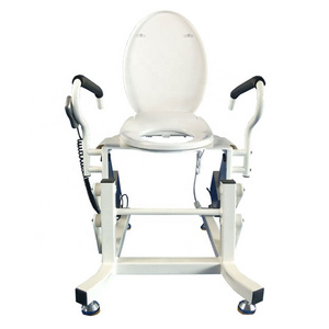 Medical Portable Electric Hydraulic Toilet Wheelchair Move Elderly Patient Transfer Commode Chair with Self-cleaning Function