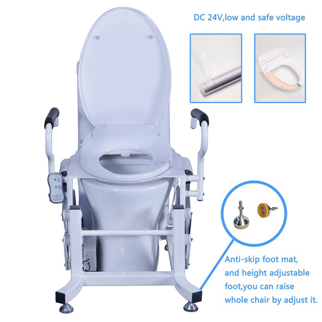 Medical Portable Electric Hydraulic Toilet Wheelchair Move Elderly Patient Transfer Commode Chair with Self-cleaning Function