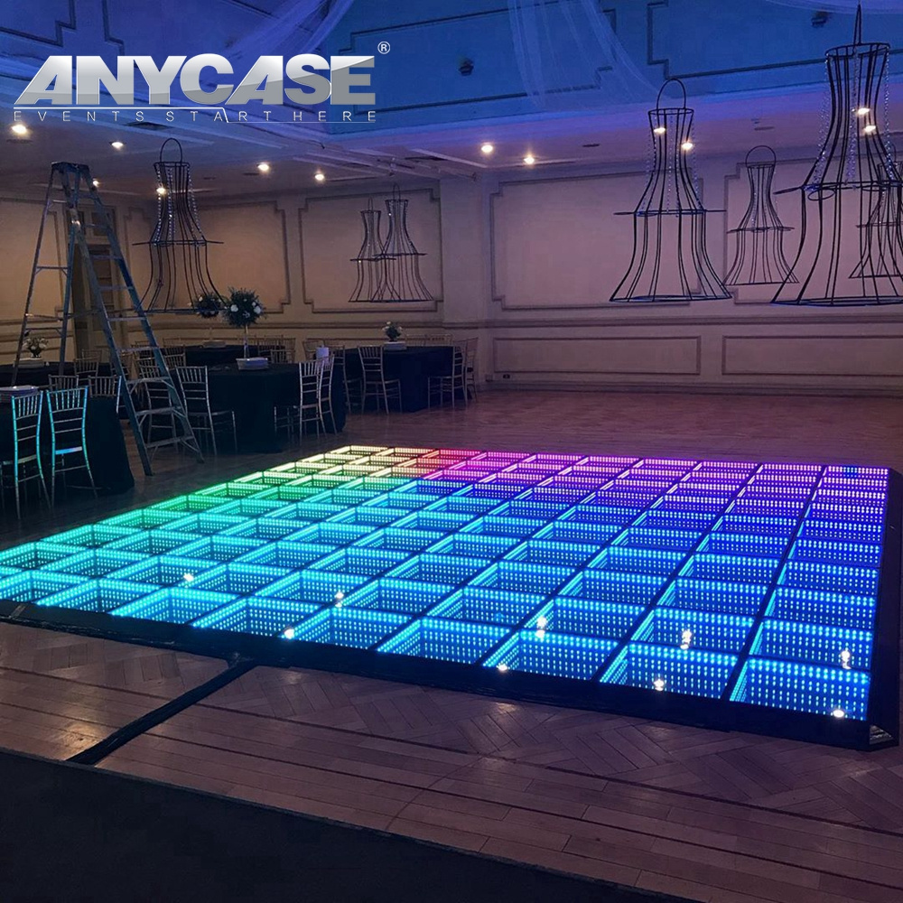 Wedding 50x50cm tempered glass waterproof mirror panels mats tiles 3d led RGB dance floor