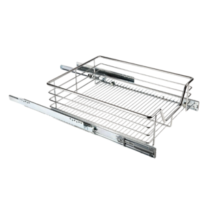 Modern Multi-Function Steel and Chrome Kitchen Storage Wire Basket Slide-Out Pull-Down Drawer for Cabinet Installation