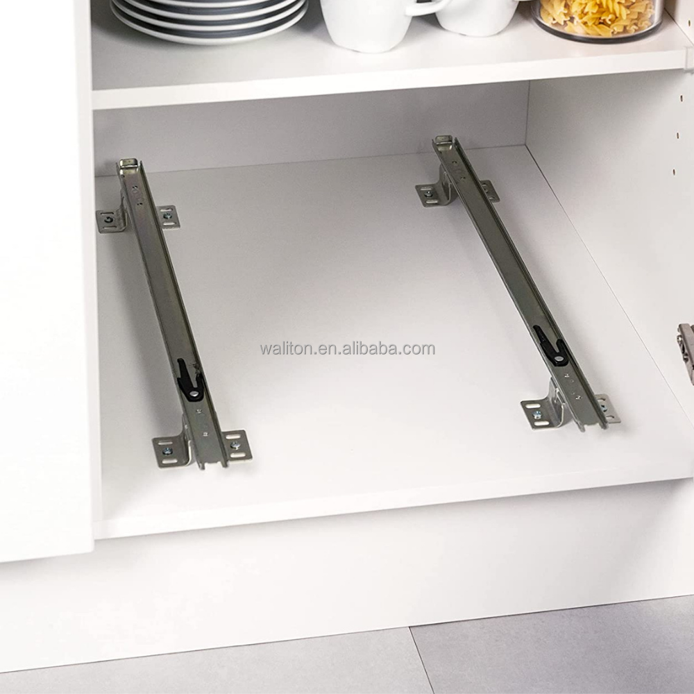 Full Extension Pull-Out Wire Drawers Bottom Mount Ball Bearing Iron Drawer Slide Rail-Furniture Accessories Cabinets Steel Metal