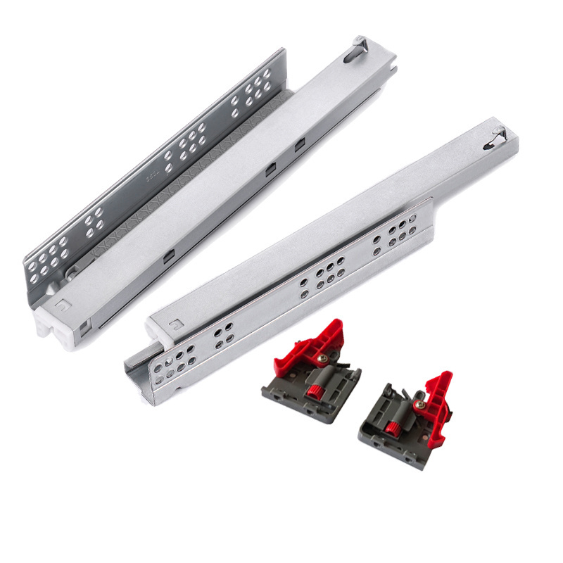 300mm European Style Drawer Slide 1D Brackets Full Extension Undermount Iron Drawer Slides Push to Open