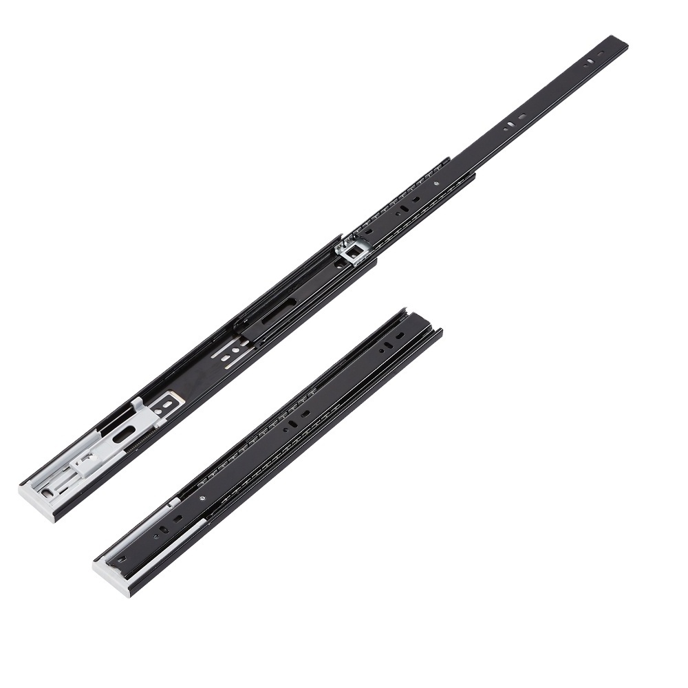 Full Extension 45mm Telescopic Drawer Runners Soft Close Ball Bearing Black Slides Furniture Accessories for Kitchen Warehouse