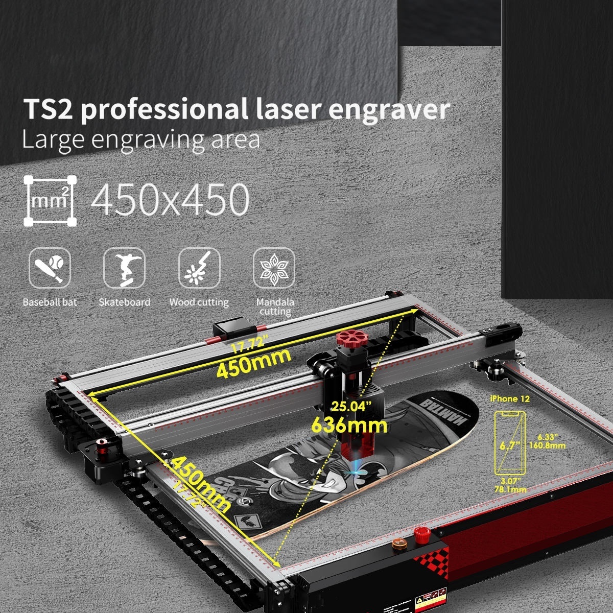 Hot Sale Desktop DIY Laser engraver and Cutter TS2 96w leather/metal wood Best laser engraver for small business