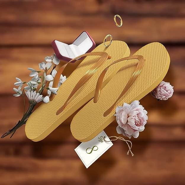 Custom Cheap Blank Solid Gold Color Wedding Beach Flip Flop For Women Ladies