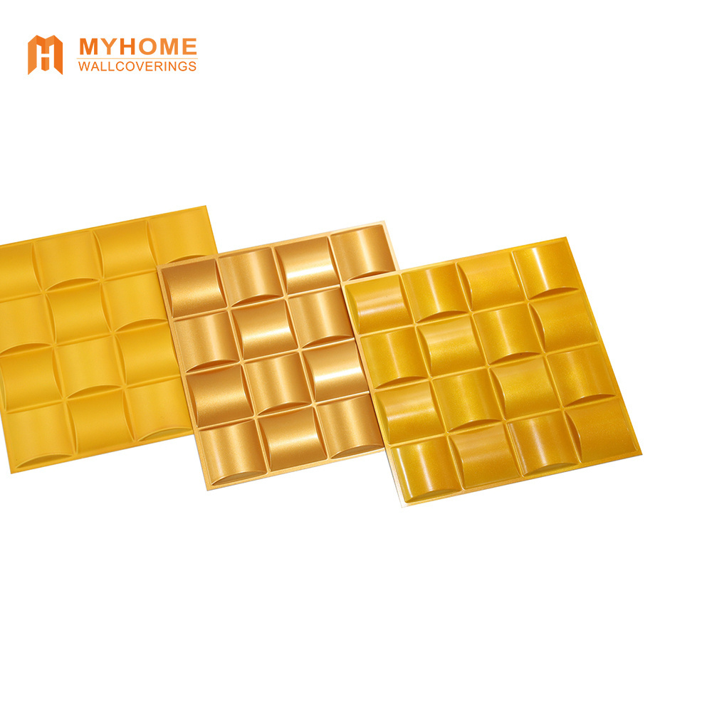 Popular Shining Gold Diamond Design Paneles Decorativos PVC 3D Wall Panel For Interior