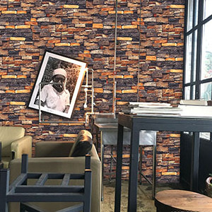 Wholesale Home Decor PVC 3D Effect Brick Stone Wallpaper