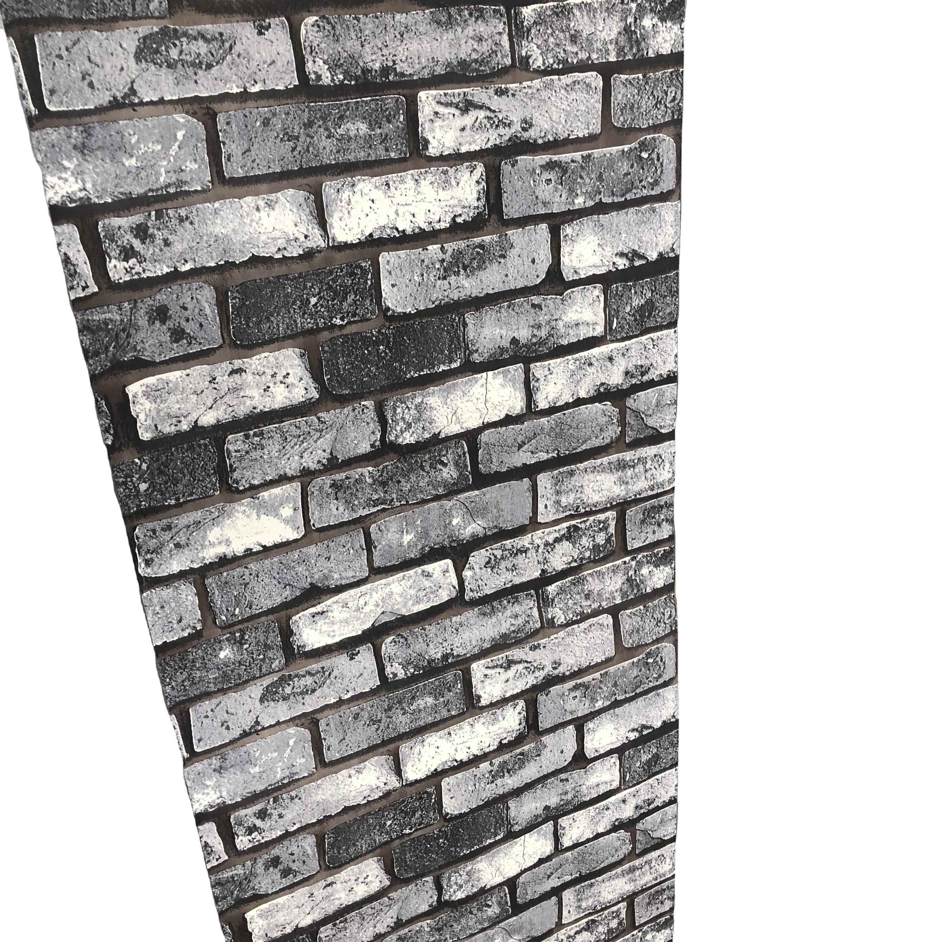 Wholesale Home Decor PVC 3D Effect Brick Stone Wallpaper