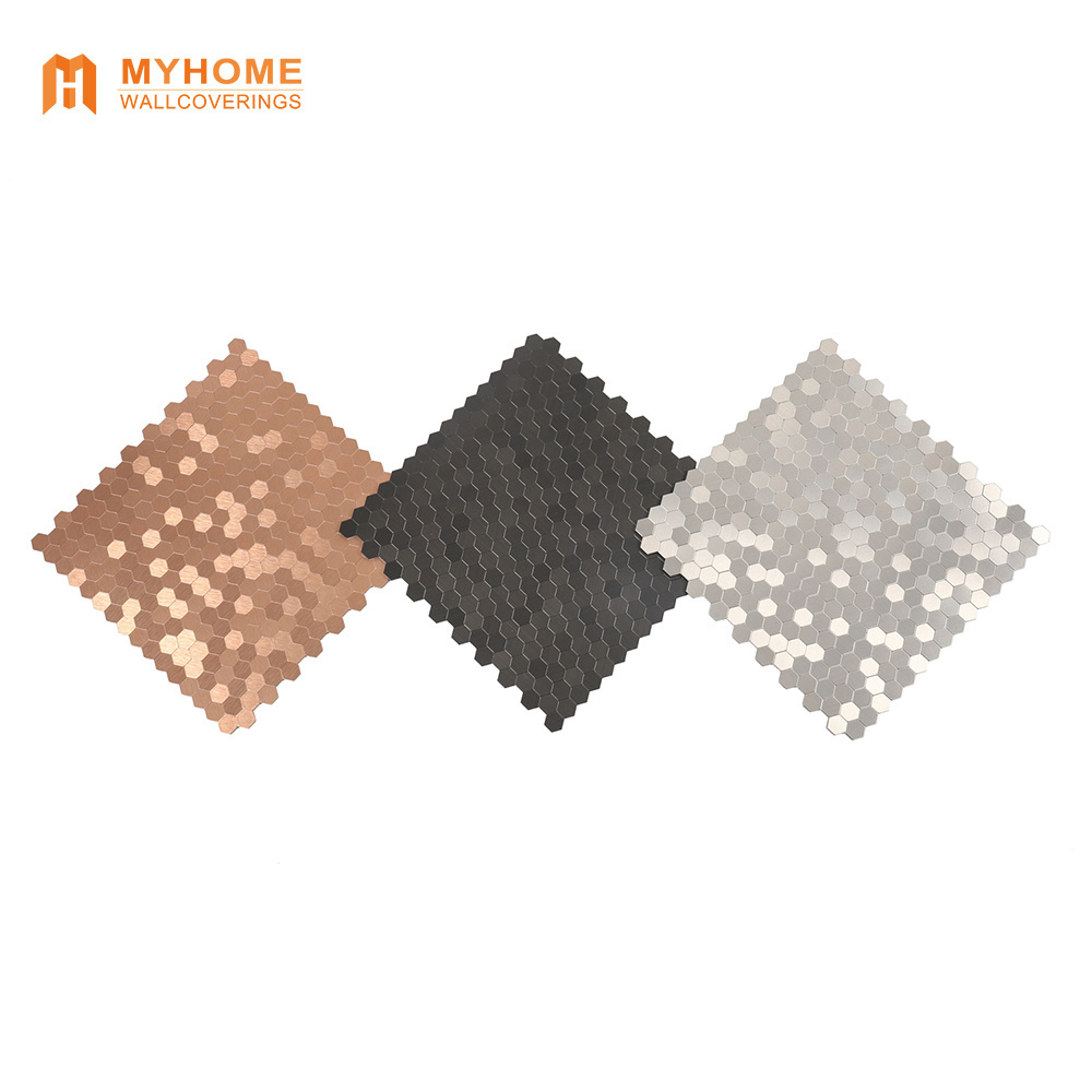 Home decor hexagon self adhesive pvc peel and stick kitchen backsplash mosaic wall tiles