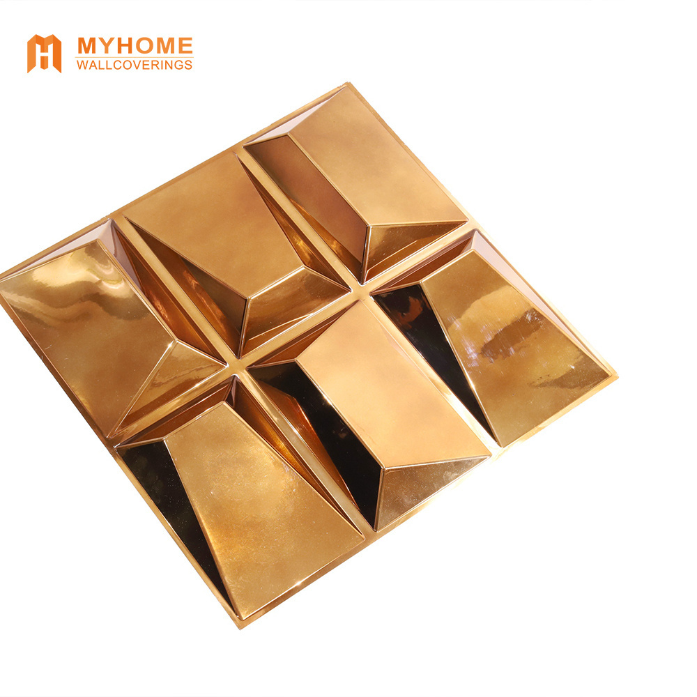 Popular Shining Gold Diamond Design Paneles Decorativos PVC 3D Wall Panel For Interior