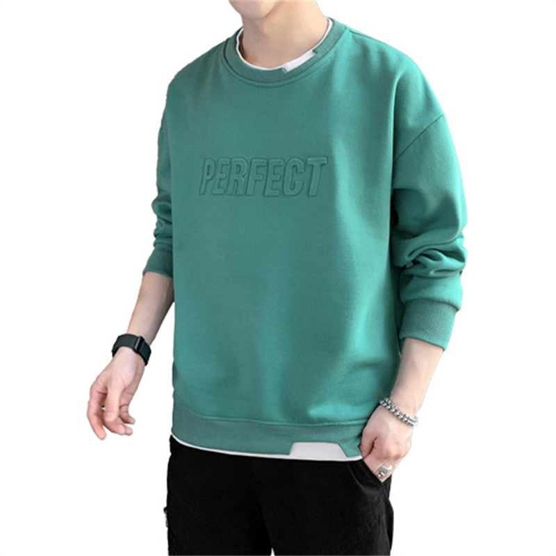 embossed men fleece oversized crewneck promotional hoodies & sweatshirts wholesale 100 cotton men's sweatshirt