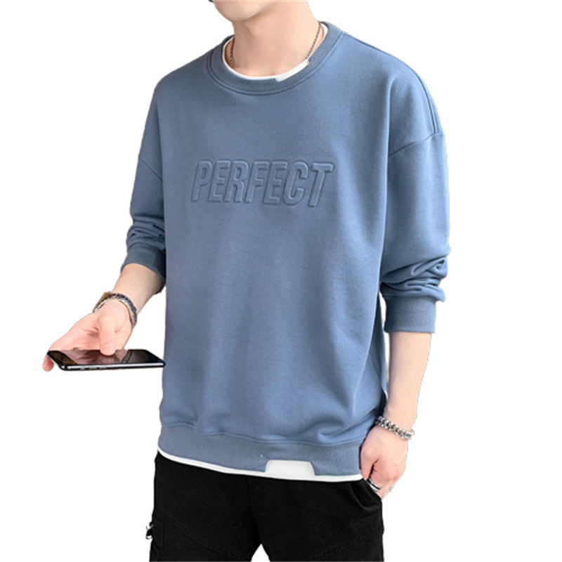 embossed men fleece oversized crewneck promotional hoodies & sweatshirts wholesale 100 cotton men's sweatshirt