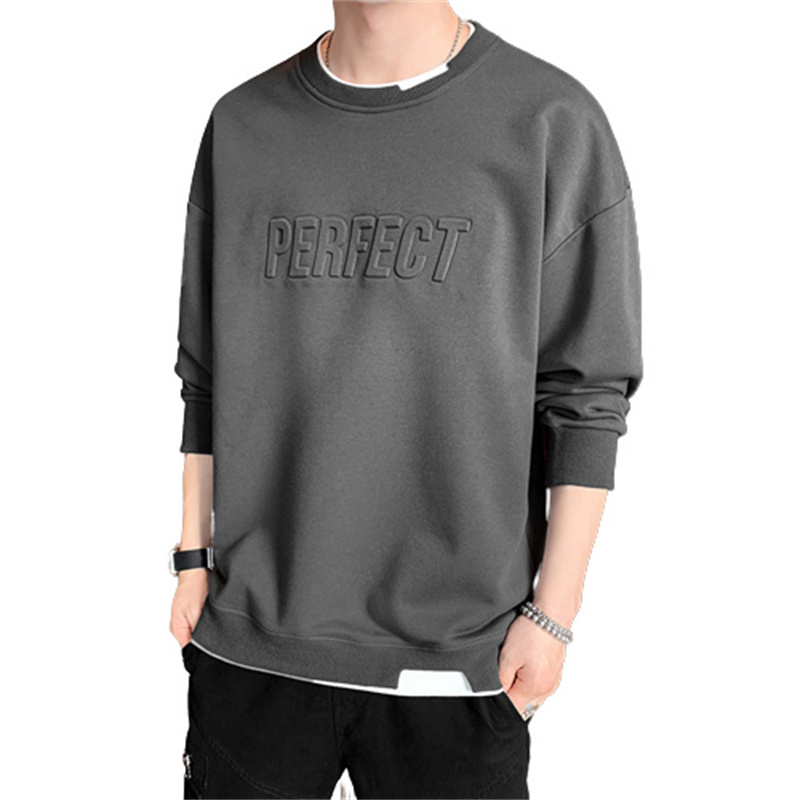 embossed men fleece oversized crewneck promotional hoodies & sweatshirts wholesale 100 cotton men's sweatshirt