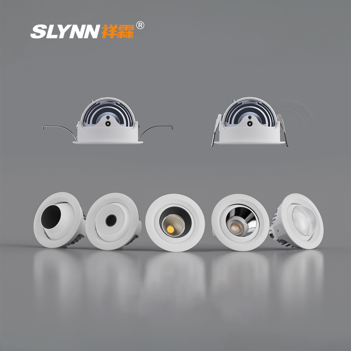 SLYNN Comercial Home Modern Smart Anti Glare Trimless Rimless dali Dimmable Recessed COB Ceiling LED Spotlight Downlight