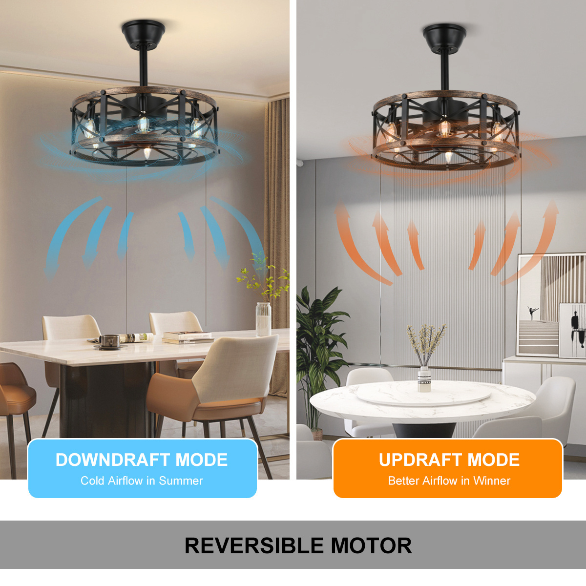 New Design Remote Control Ceiling Fan with Light Bedroom Modern Quiet Bladeless Led Ceiling Fan