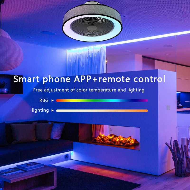 Ceiling Fan with Lights Smart Bladeless Ceiling Fans with App Control Color Changing LED RGB Back Ambient Light for Living Room