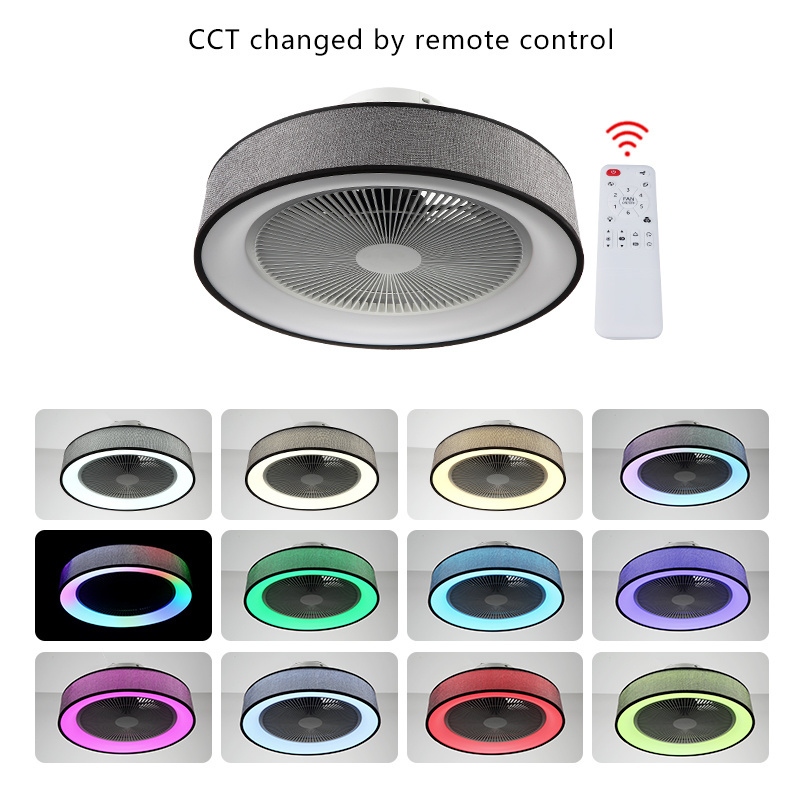 Ceiling Fan with Lights Smart Bladeless Ceiling Fans with App Control Color Changing LED RGB Back Ambient Light for Living Room