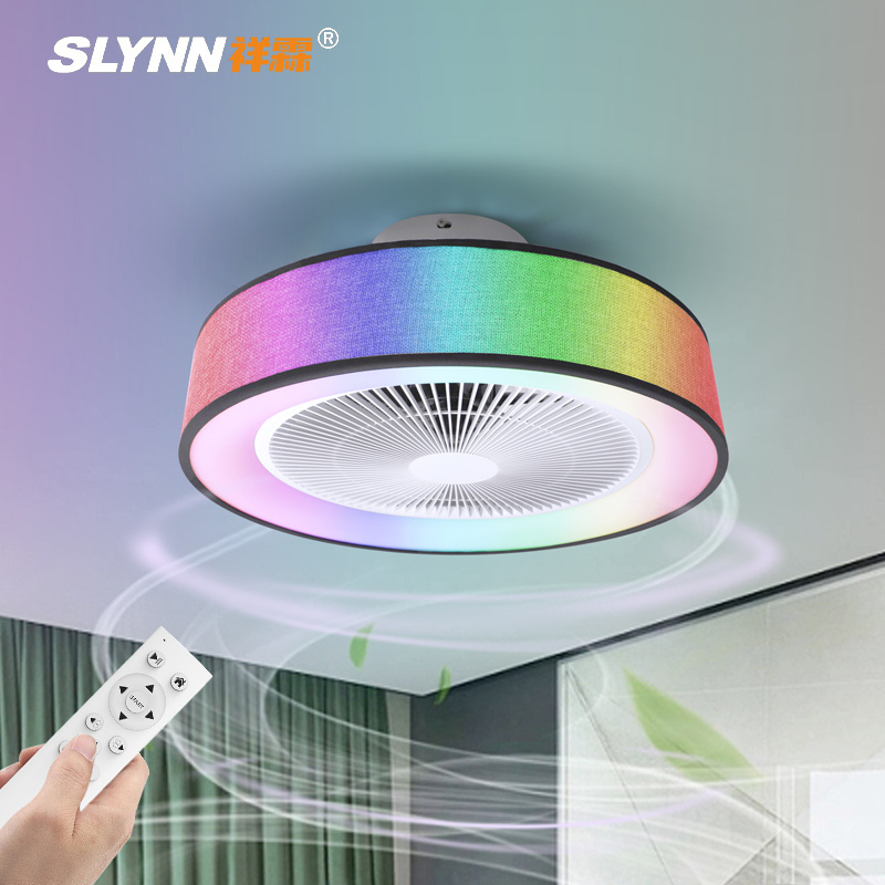 SLYNN Modern Designer Luxury Decorate Room Or Hotel Ceiling Fan Light Recessed Smart LED Ceiling Fan Lamp With Remote Control