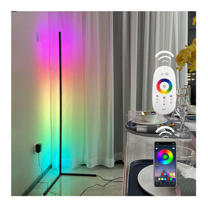 Wholesale Modern Nordic Smart Phone APP Or Remote Corner Light Triangle Standing LED RGB Floor Lamp For Living Room