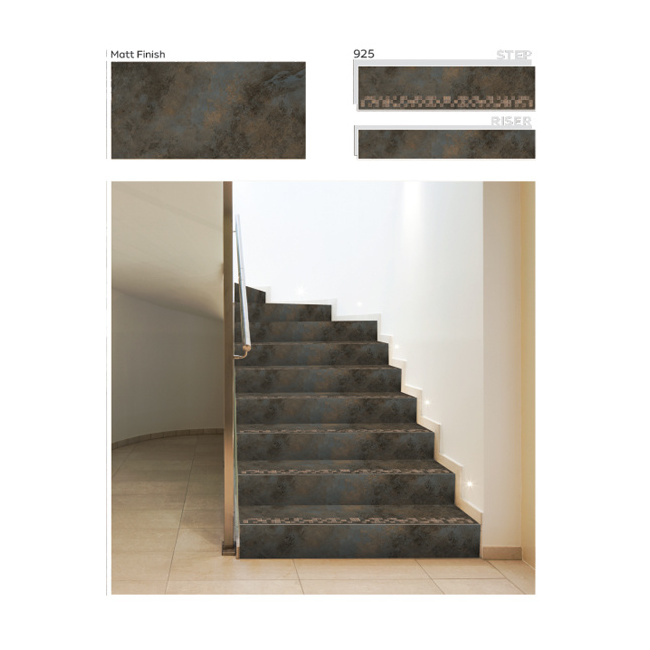 Heat insulated antibacterial  Wood Finish 4 feet vitrified step riser Tiles step nosing porcelain til for stairs