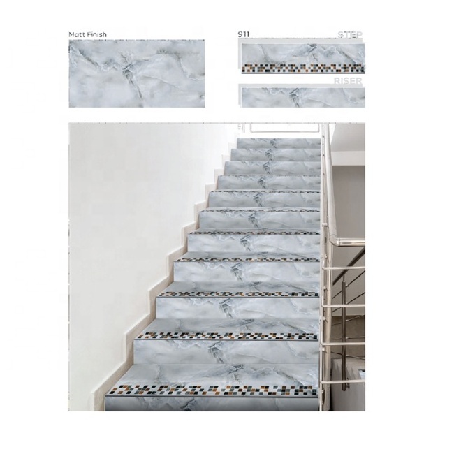 Heat insulated antibacterial  Wood Finish 4 feet vitrified step riser Tiles step nosing porcelain til for stairs