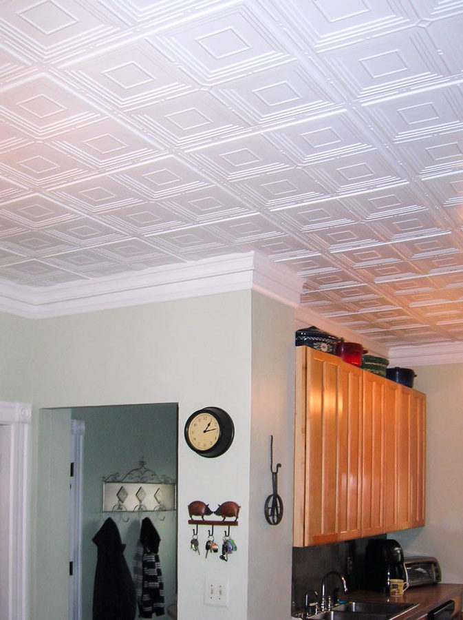 3D Drop Ceiling and Wall Tiles  Ultra-Thin 2x2 Lay-in PVC in Matte White for use in Any 24 x 24 Ceiling Grid System