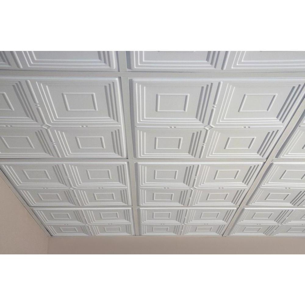 3D Drop Ceiling and Wall Tiles  Ultra-Thin 2x2 Lay-in PVC in Matte White for use in Any 24 x 24 Ceiling Grid System