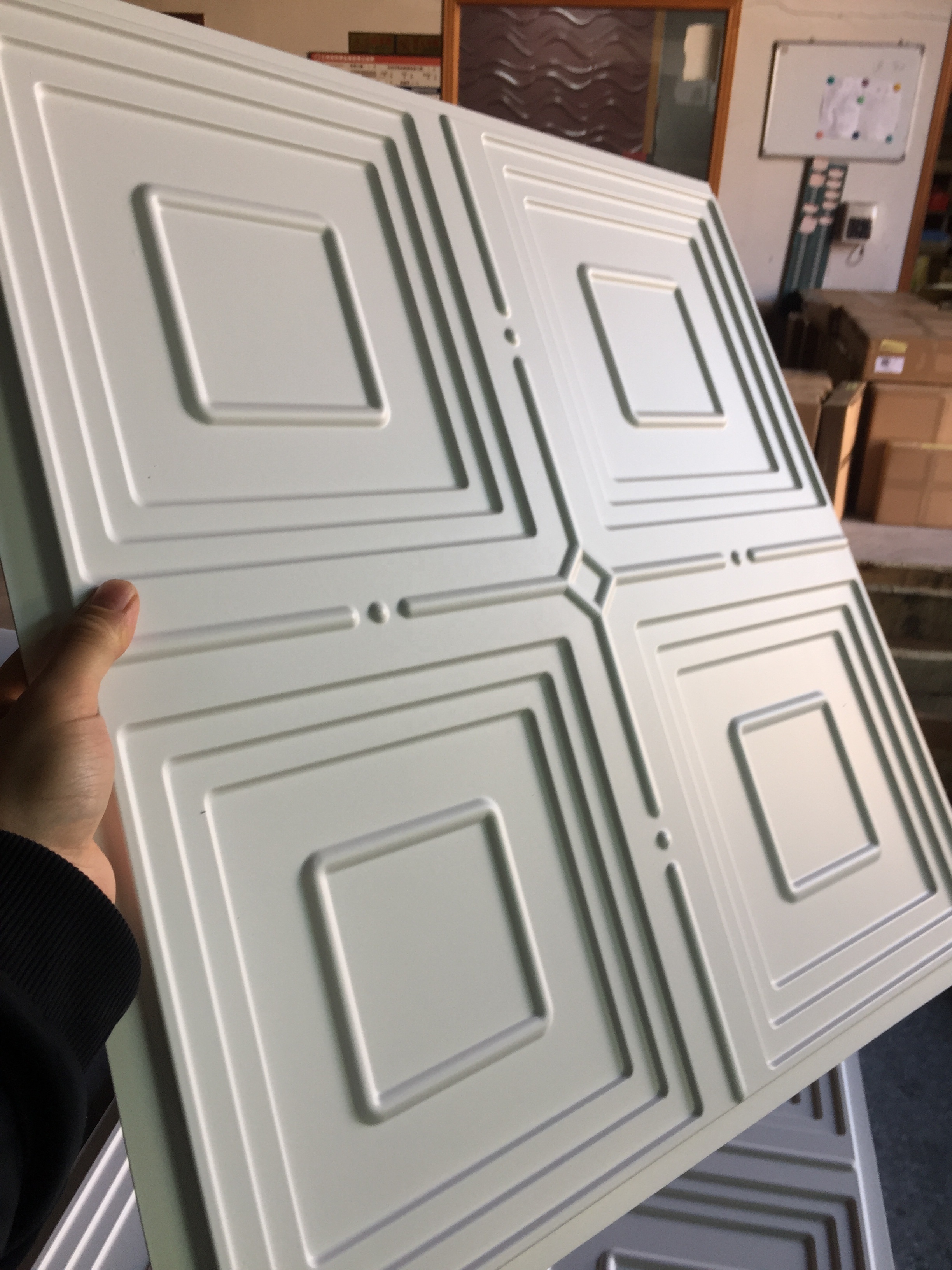 3D Ceiling Tiles Ultra-Thin Feather-Light 2x2 Glue Up PVC Wall Panel White