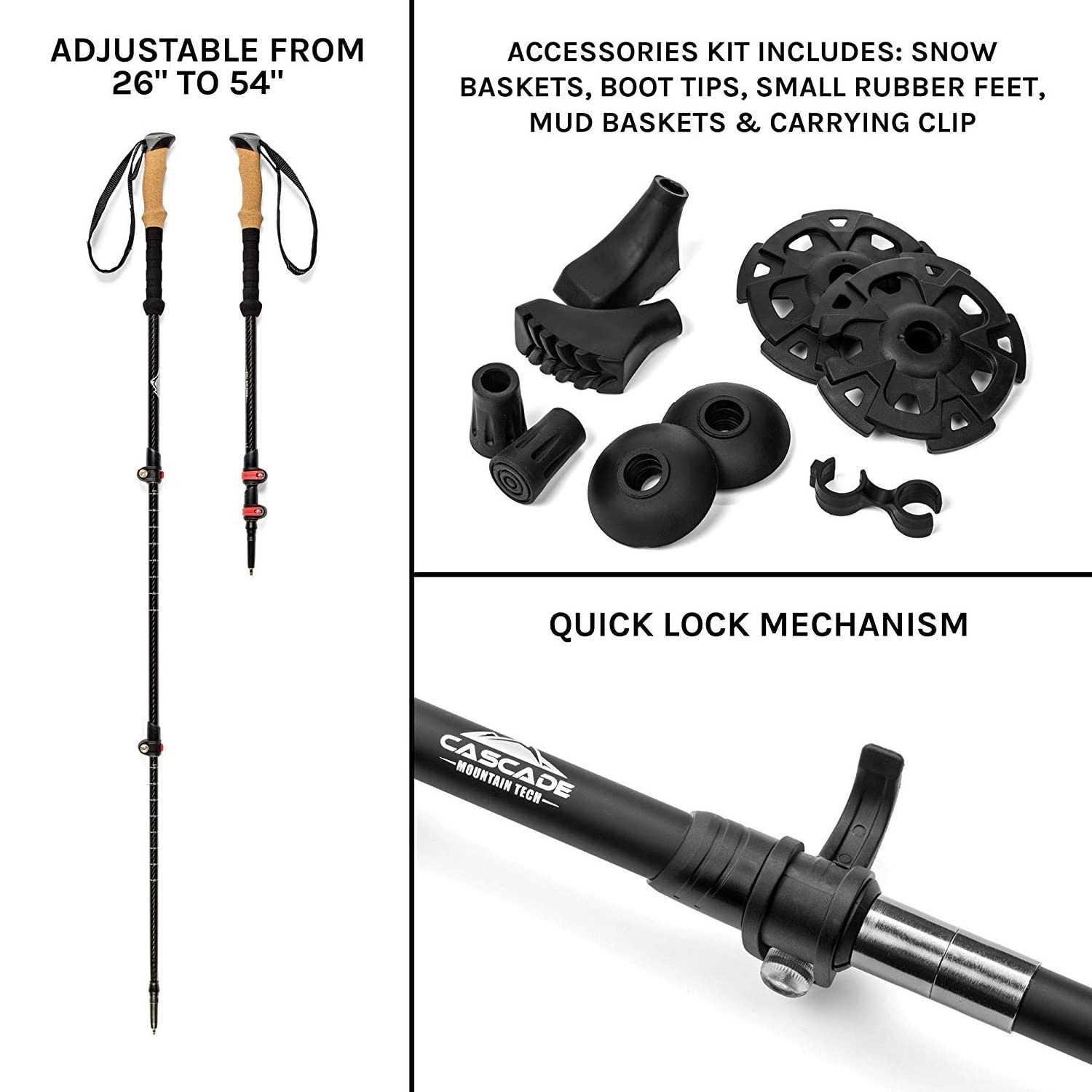 High Quality Ski Poles Foldable Crutch Trekking Pole Carbon Nordic Walking Sticks Walking Pole Alpenstock Trekking