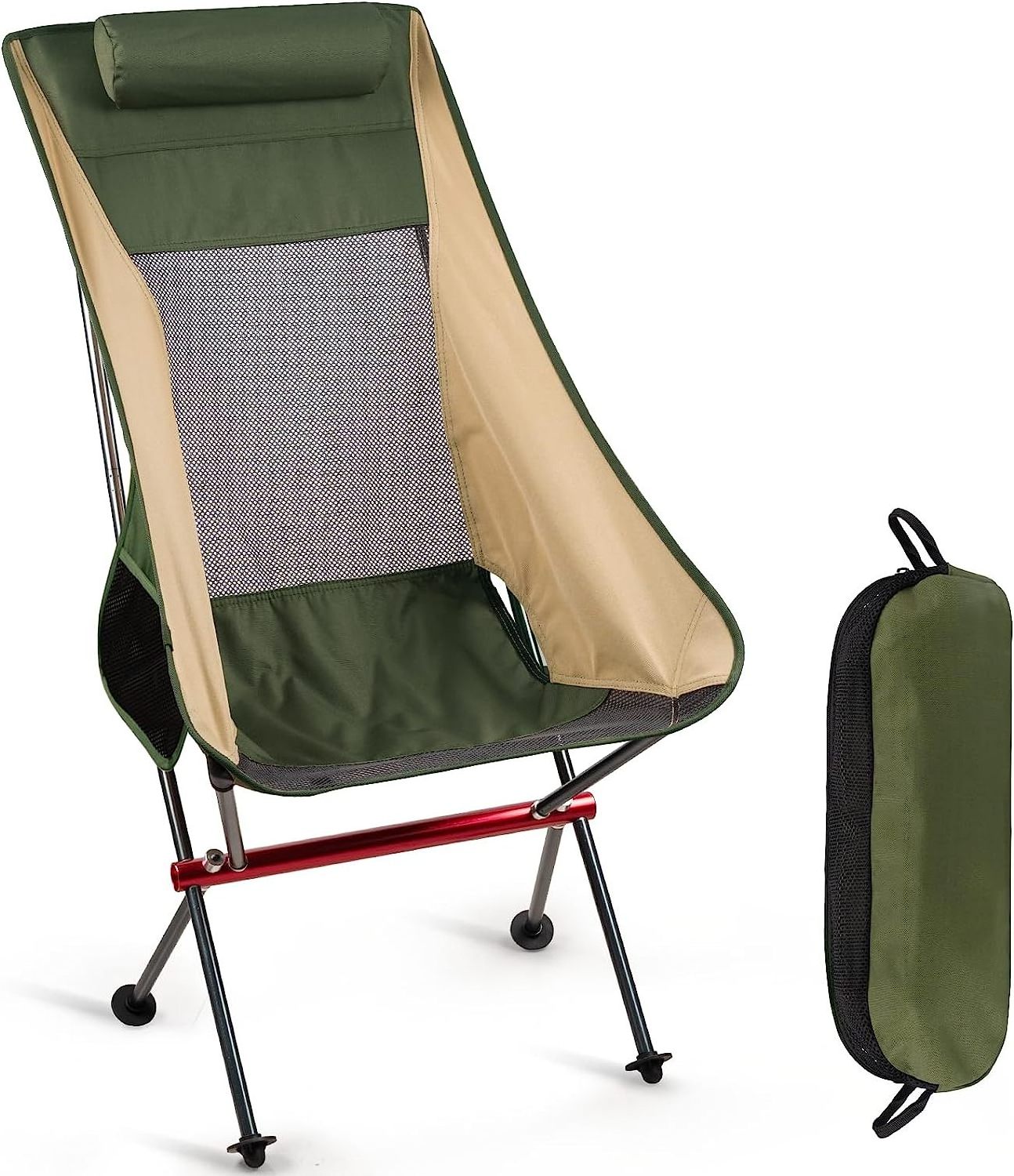 Ultralight Folding Camping Chair Low Profile Foldable Camp Chair with Carry Bag for Hiking