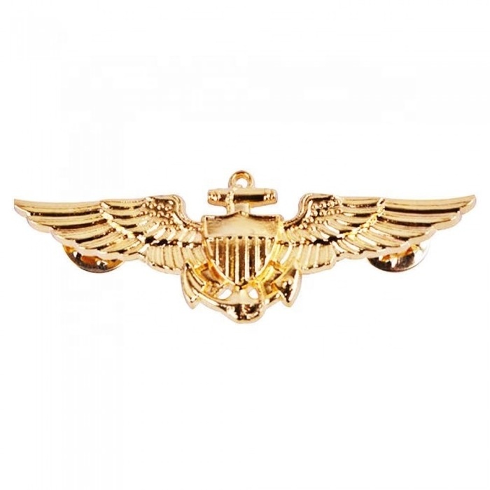 Fashionable Best Quality Whole Sale Hand Made Customized  Officers Metal Wings badges/ wing badges