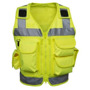 2023 Popular Safety Multi Pocket Security Vest Black Reflector Personal Protective Vest Fully Customized Reflective Vest