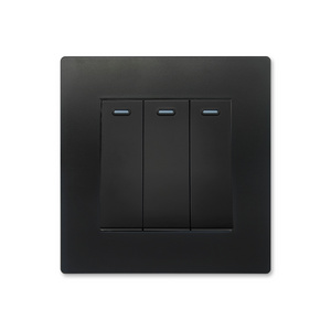 Saudi Arabia Black Plastic 3 gang 1 way Wall light SwitchUK vintage wall switch  villa 16A 250V