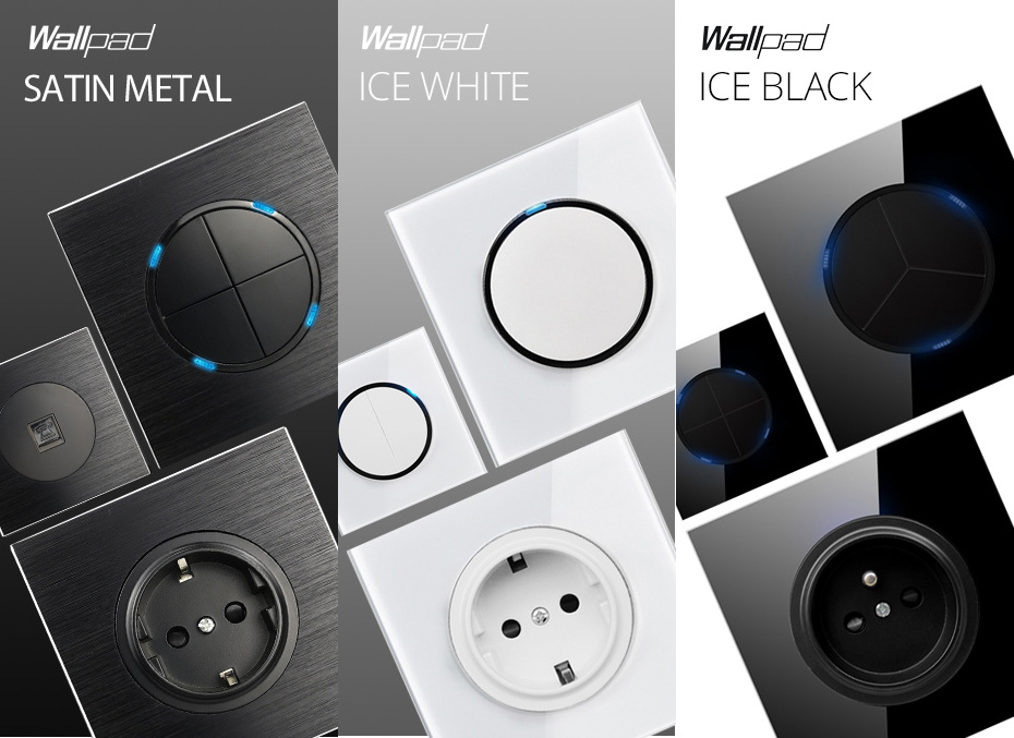 Brushed Aluminum Panel 4 Colors Black Grey Brown Gold Wall Light Switch with Round Button LED Indicator