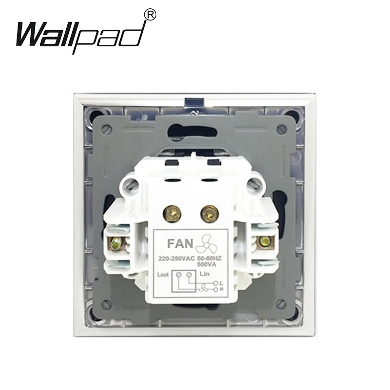 EU Fan Switch Controller 220V Silver Grey Glass Wallpad European Rotary Ceiling Fan Variable Speed Regulator Control Switch