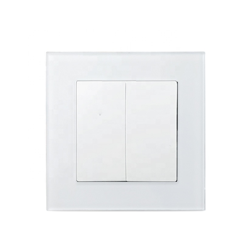 EU 2 Gang 1 Way Plate Switch with Light White Black Crystal Glass Wallpad European Schuko Electric Switches with Claws Back