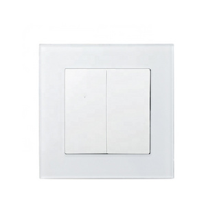 EU 2 Gang 1 Way Plate Switch with Light White Black Crystal Glass Wallpad European Schuko Electric Switches with Claws Back