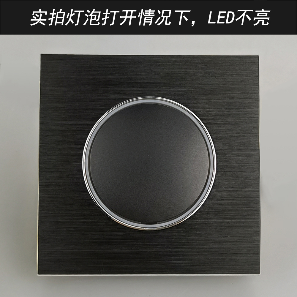 Brushed Aluminum Panel 4 Colors Black Grey Brown Gold Wall Light Switch with Round Button LED Indicator