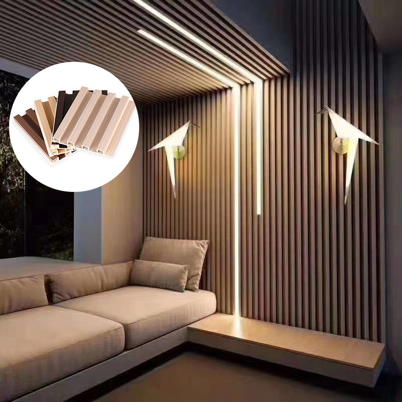 Hot Sell Indoor Bamboo Wood Fiber Wallboard WPC Wall Panel 3D Fluted Grating House Decoration