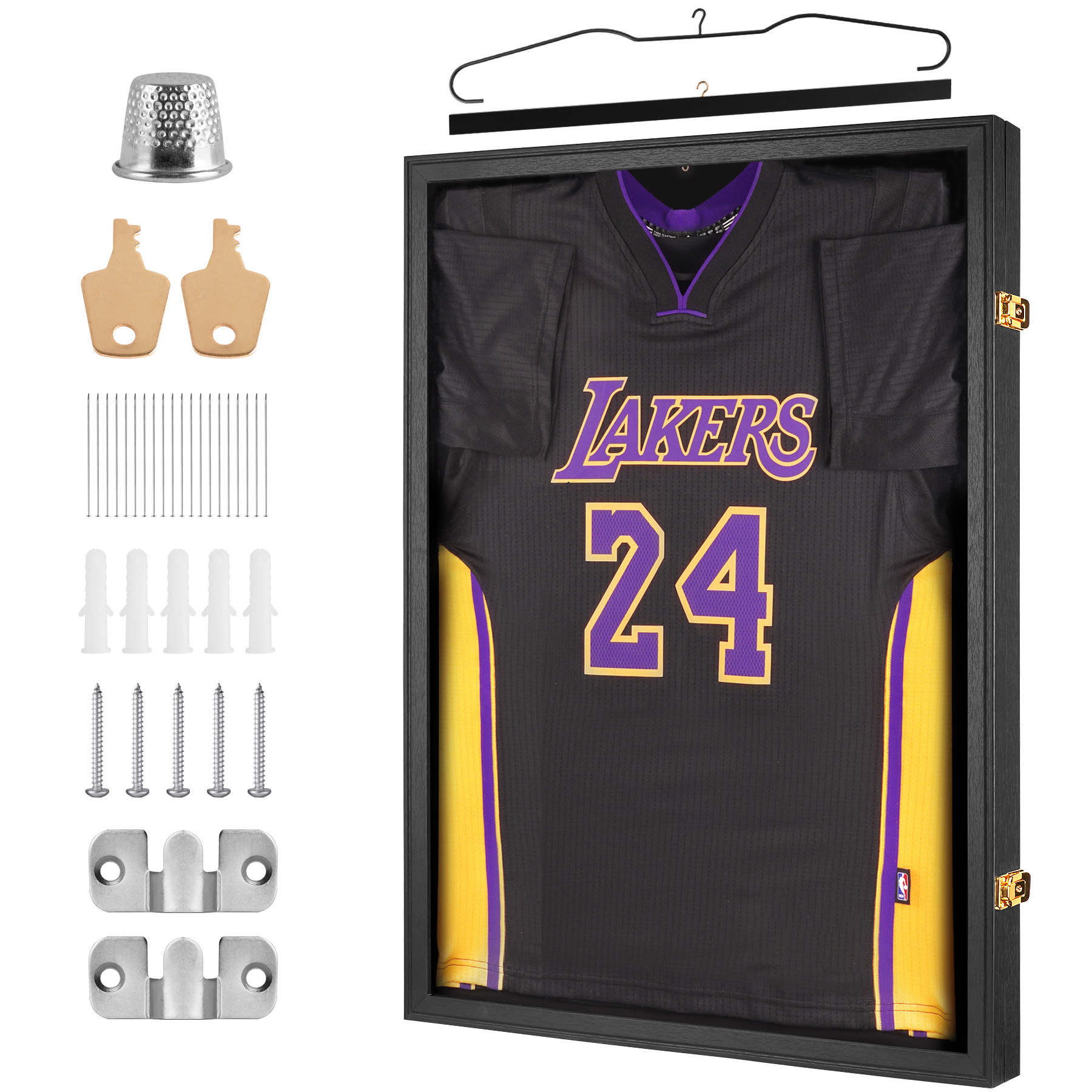 High Quality Black Jersey Frame Display Case Jersey Shadow Box With Acrylic 98% Anti-UV Wood Grain Basketball Jersey Frames