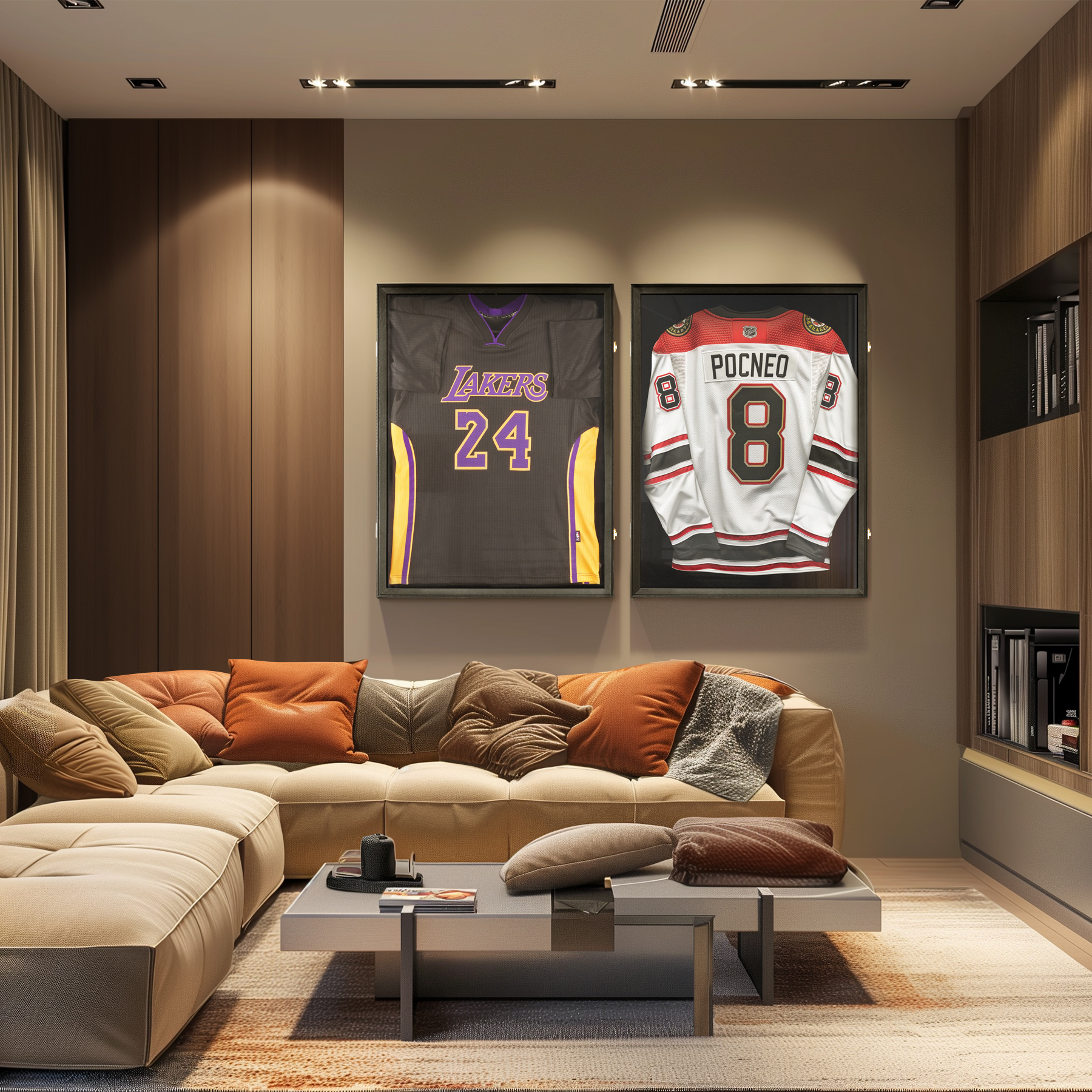 High Quality Black Jersey Frame Display Case Jersey Shadow Box With Acrylic 98% Anti-UV Wood Grain Basketball Jersey Frames