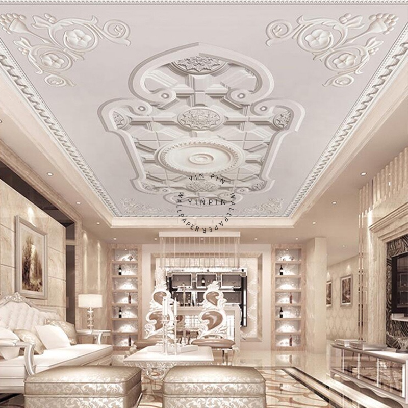 European style gypsum ceiling decorative murals ceiling peel and stick wallpaper